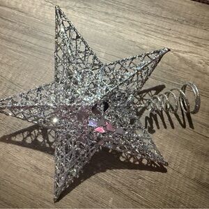 Silver Glitter Star Tree Topper